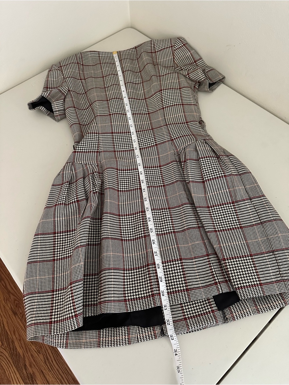 Self-Portrait Check Short Sleeve Mini Dress Brown Plaid US 6 NWT $650 Tailored - Picture 9 of 9